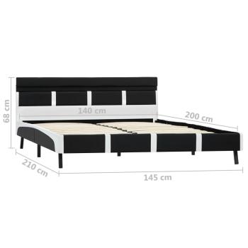Bettgestell mit LED Schwarz Kunstleder 140x200 cm
