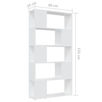 Bücherregal Raumteiler Weiß 80x24x155 cm Holzwerkstoff