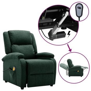 Elektrischer Massagesessel Dunkelgrün Stoff