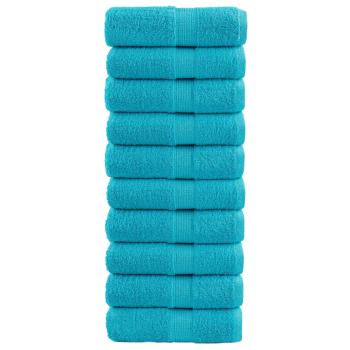 ARDEBO.de - Premium-Gästetücher SOLUND 10 Stk. Türkis 30x50 cm 600 g/m²
