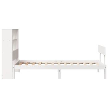 Massivholzbett mit Regal ohne Matratze Weiß 90x190 cm Kiefer