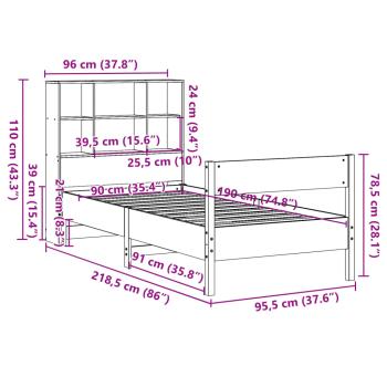 Massivholzbett mit Regal ohne Matratze Weiß 90x190 cm Kiefer