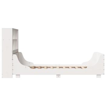 Massivholzbett mit Regal ohne Matratze Weiß 90x200 cm