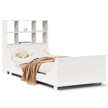 Massivholzbett mit Regal ohne Matratze Weiß 90x190 cm