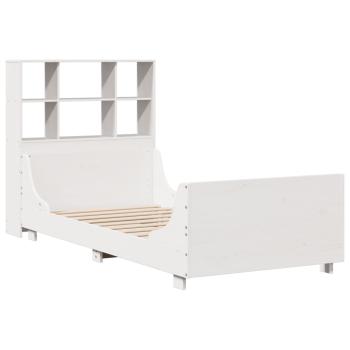 Massivholzbett mit Regal ohne Matratze Weiß 90x190 cm