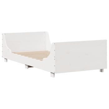 Massivholzbett mit Regal ohne Matratze Weiß 90x190 cm