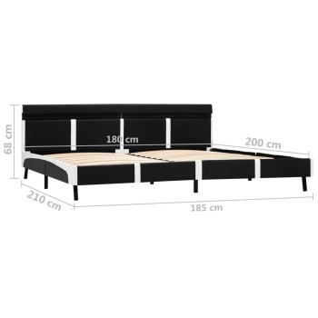 Bettgestell mit LED Schwarz Kunstleder 180x200 cm