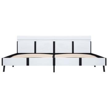 Bettgestell mit LED Weiß Kunstleder 180×200 cm