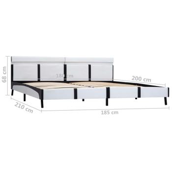 Bettgestell mit LED Weiß Kunstleder 180×200 cm