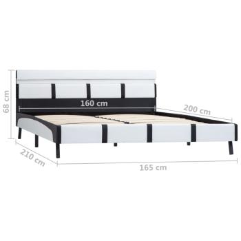 Bettgestell mit LED Weiß Kunstleder 160×200 cm