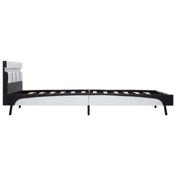 Bettgestell mit LED Weiß Kunstleder 160×200 cm