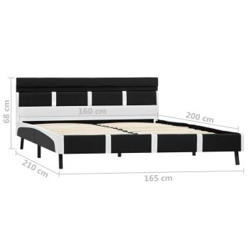 Bettgestell mit LED Schwarz Kunstleder 160x200 cm