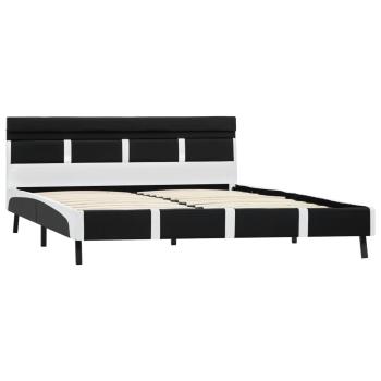 Bettgestell mit LED Schwarz Kunstleder 160x200 cm