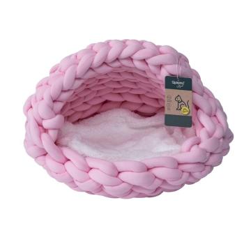 ARDEBO.de Quapas Cat Bed Woven Iglo Pink