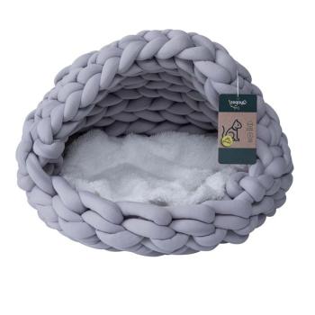 ARDEBO.de Quapas Cat Bed Woven Iglo Grey