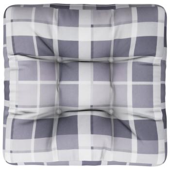 ARDEBO.de - Palettenkissen Grau Karomuster 50x50x12 cm Stoff