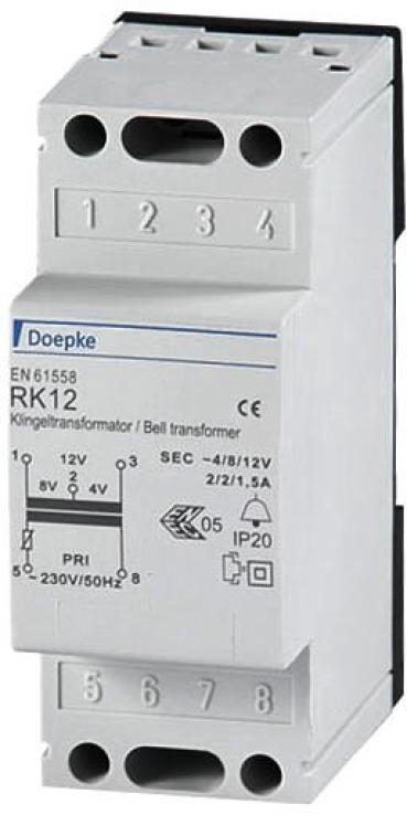 ARDEBO.de Doepke RK12S Klingeltransformator 2A/2A/1,5A 4V/8V/12V
