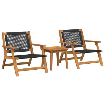 Gartenstühle mit Tisch 3er Set Schwarz aus Akazienholz