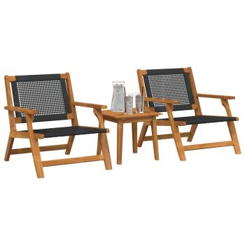 Gartenstühle mit Tisch 3er Set Schwarz aus Akazienholz