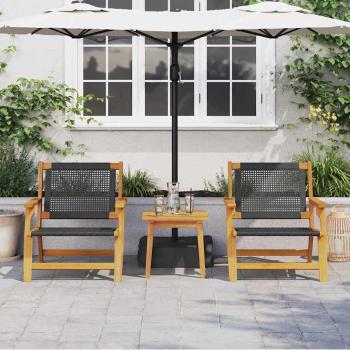 Gartenstühle mit Tisch 3er Set Schwarz aus Akazienholz