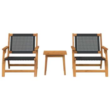 Gartenstühle mit Tisch 3er Set Schwarz aus Akazienholz