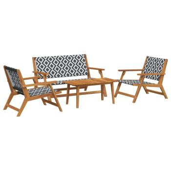 Gartenstühle mit Tisch 4er Set Schwarz und Weiß aus massivem Akazienholz