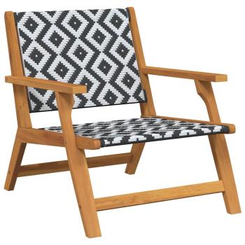 Gartenstühle mit Tisch 4er Set Schwarz und Weiß aus massivem Akazienholz
