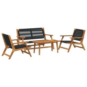 4-tlg. Garten-Sitzgruppe Schwarz Massivholz Akazie