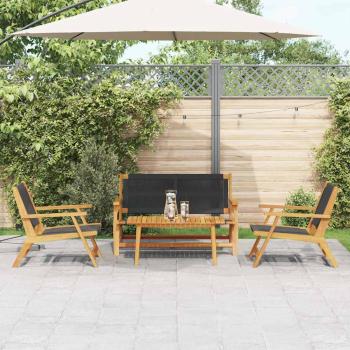 4-tlg. Garten-Sitzgruppe Schwarz Massivholz Akazie