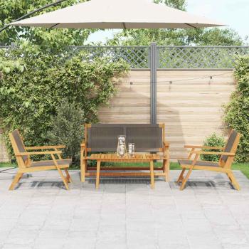 4-tlg. Garten-Sitzgruppe Grau Massivholz Akazie
