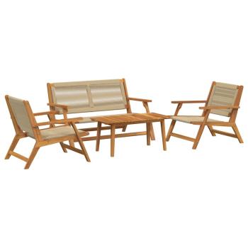 Gartenstühle und Tisch 4er Set Beige aus massivem Akazienholz