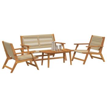 Gartenstühle und Tisch 4er Set Beige aus massivem Akazienholz