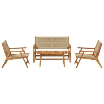 Gartenstühle und Tisch 4er Set Beige aus massivem Akazienholz