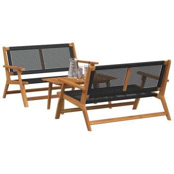 Gartenstuhl-Set mit Tisch, 3 Teile, Schwarz, Akazie Massivholz
