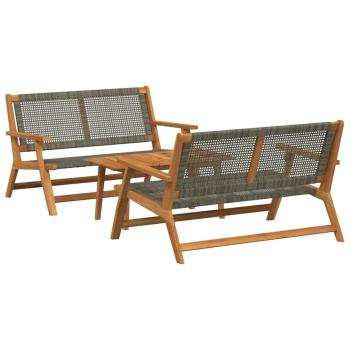 Gartenstühle mit Tisch 3er Set Grau Akazienholz