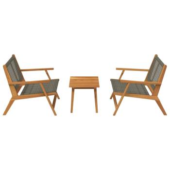 Gartenstühle mit Tisch 3er Set Grau Akazienholz
