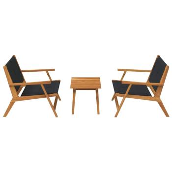 Gartenstühle mit Tisch 3er-Set Schwarz Akazienholz