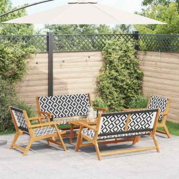 ARDEBO.de - 5-tlg. Garten-Sitzgruppe Schwarz und Weiß Akazienholz