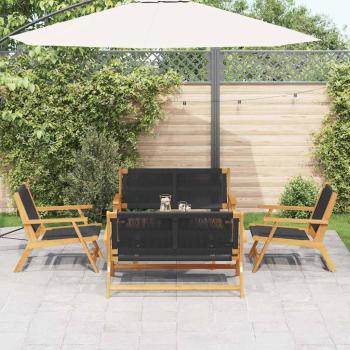 5-tlg. Garten-Sitzgruppe Schwarz Massivholz Akazie