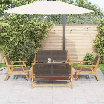 5-tlg. Garten-Sitzgruppe Grau Massivholz Akazie