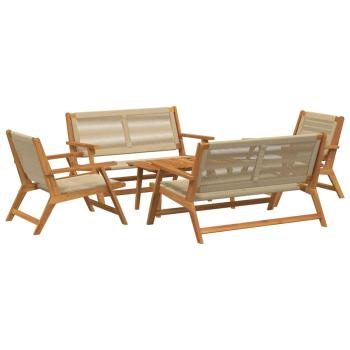 ARDEBO.de - 5-tlg. Garten-Sitzgruppe Beige Massivholz Akazie