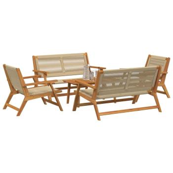 5-tlg. Garten-Sitzgruppe Beige Massivholz Akazie