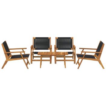 Gartenstuhl-Set mit Tisch, 5 Teile, Schwarz, Akazienholz