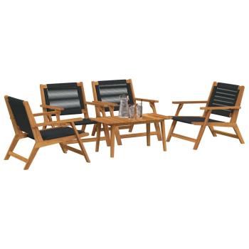 Gartenstuhl-Set mit Tisch, 5 Teile, Schwarz, Akazienholz