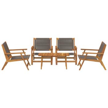 Gartenstühle mit Tisch 5 Teile Grau aus Akazienholz