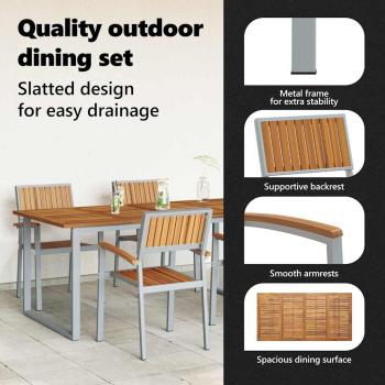 Garten Essgruppe 5 pcs Grau Massivholz Akazie