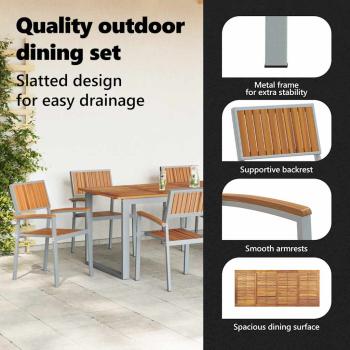 Garten Essgruppe 7 pcs Grau Massivholz Akazie