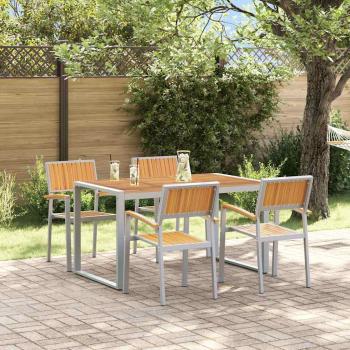 ARDEBO.de - 5-teiliges Garten-Essset aus Akazienmassivholz und Metall