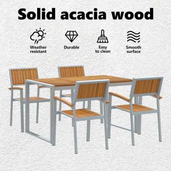 Garten Essgruppe 5 pcs Grau Massivholz Akazie