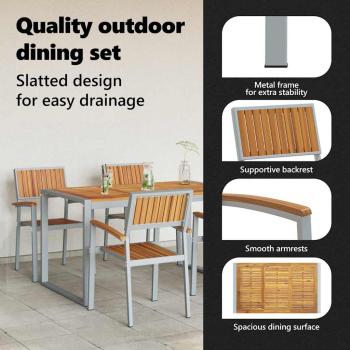 Garten Essgruppe 5 pcs Grau Massivholz Akazie
